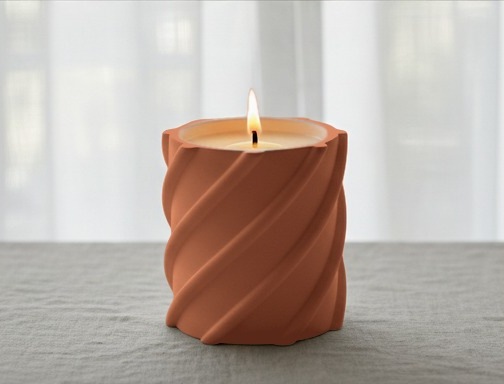 Suport Spirală din ipsos, culoare terracotta, cu lumânare de soia