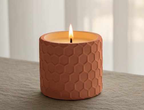 Suport Fagure din ipsos, culoare terracotta, cu lumânare de soia