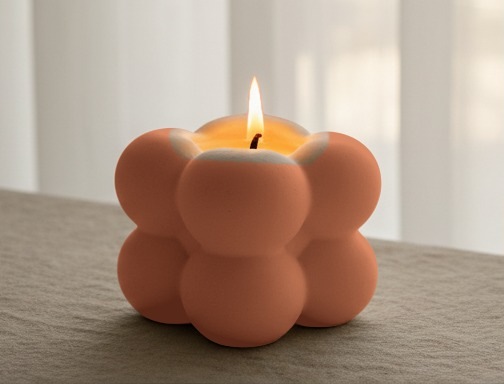 Suport Bule din ipsos, culoare terracotta, cu lumânare de soia